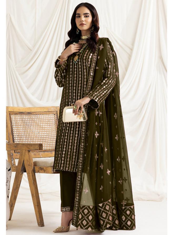 Georgette Green Wedding Wear Embroidery Work Pakistani Suit